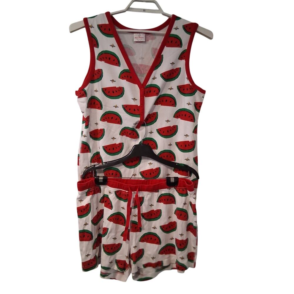 Hanna Andersson pajamas women XL watermelon bees Organic Cotton Peru shorts tank